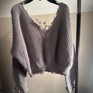 Women’s Grey Drop Shoulder Sweater